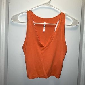 Lulus basics orange cropped v-neck tank top
